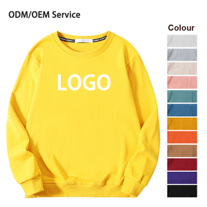 Sudaderas de cuello redondo de algodón de alta calidad con logotipo personalizado, sudaderas informales de cuello redondo de gran tamaño con manga larga y hombros caídos - Product Image 2