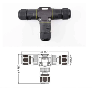 견고한 M20 T-브랜치 IP68 방수 커넥터 2/3핀 중형 케이블 조인트 전기 와이어 하네스 케이블 어셈블리 - Product Image 2