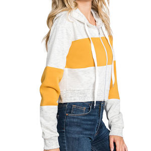 Sudaderas con capucha de buena calidad para mujer Sudadera con capucha informal de gimnasio recortada con cremallera sólida para mujer Hombro caído Tejido ecológico - Product Image 1