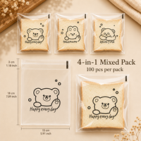 Sacs OPP autocollants imprimés à motifs animaux pour la vente en gros, pour le pain grillé, les biscuits, les produits de boulangerie, et l'emballage de cadeaux de fêtes
