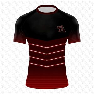 Rash Guard Bjj แห้งเร็วการออกแบบที่ดีที่สุด Jiu Jitsu Rash Guards แขนสั้นโลโก้ที่กําหนดเองและขนาด MMA Rash Guard สําหรับผู้ชายขายส่ง - Product Image 1