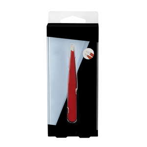 แหนบปลายเฉียงเคลือบสีแดง ทำด้วยมือ สำหรับถอนขนคิ้ว ขนบนใบหน้า และขนอื่นๆ พร้อมบรรจุภัณฑ์แบบกำหนดเอง - Product Image 6