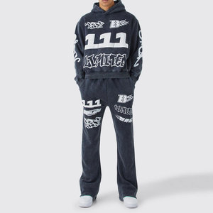 Survêtement d'hiver à capuche avec impression bouffante et lavage à l'acide fabriqué en usine Vente en ligne à petit budget Coton lourd respirant - Product Image 1