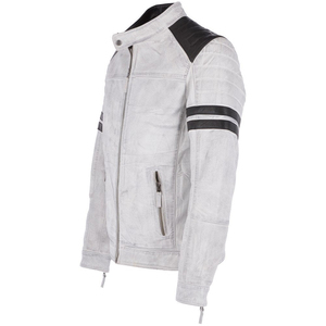 Nouveau blouson coupe-vent respirant avec col montant coupe ajustée en cuir véritable pour hommes design personnalisé en vente de gros - Product Image 3