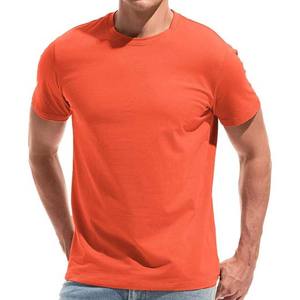 Camiseta de Hombre Lisa, Holgada, con Hombros Caídos, Color Naranja, Cuello Redondo, Algodón y Poliéster, para Verano - Product Image 6