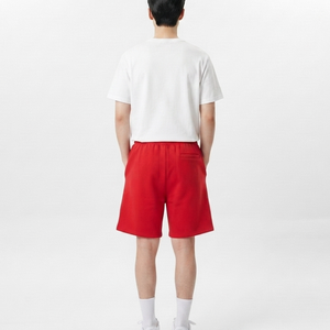 Men's Breathable Cotton T <b>Shirt</b> Shorts Red Elastic Waist Side <b>Pockets</b> Summer Lightweight Solid Color Regular Fit Short Tracksuit - Product Image 6