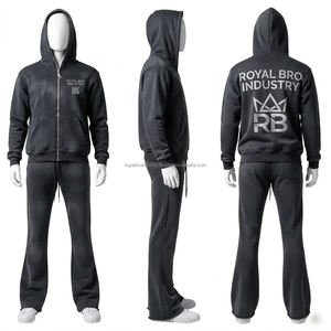 Ensemble de survêtement imprimé pour homme, sweat à capuche et pantalon de jogging, tenue de loisirs 100 % coton, personnalisable OEM/ODM - Product Image 2