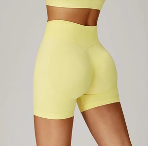 Shorts de yoga fitness taille haute respirants et sans couture, lavés, effet lifting des fesses, séchage rapide, style hip-hop - Product Image 2