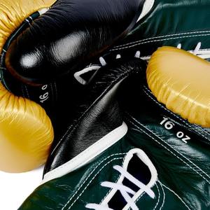 Nouveaux gants de boxe super résistants à la déchirure, or/vert foncé, équipement de gym, adultes, entraînement MMA, gants de boxe pour frapper - Product Image 2