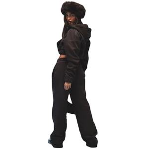 Ensemble deux pièces tendance 2026 : sweat à capuche zippé et pantalon de jogging décontracté, vêtements de gros avec logo personnalisé - Product Image 1