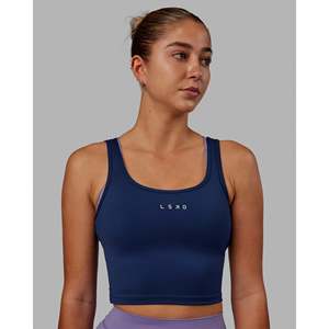 Camiseta sin mangas de punto corta para mujer, transpirable, informal, azul medianoche - Product Image 1