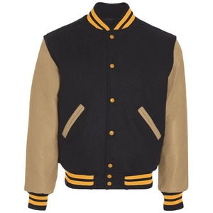 Chaqueta universitaria de béisbol clásica Cuerpo de lana con mangas de cuero en contraste Bordado de logotipo personalizado incluido - Product Image 5