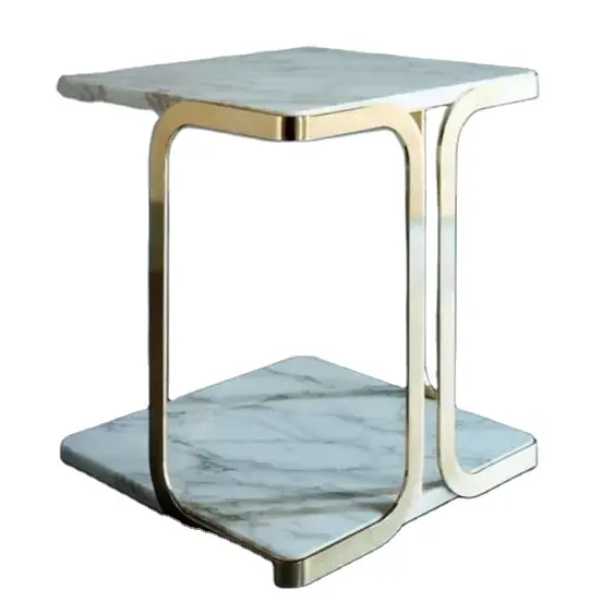 Meja kopi untuk kantor/rumah, meja penyimpanan Luar Biasa Gaya Baru, Meja samping dapat digerakkan dengan dasar & atasan marmer