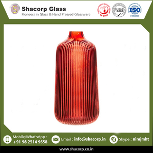 Jarrón de cristal estriado de color alto exquisito decorativo de diseño antiguo para decoración de hotel y hogar - Product Image 2