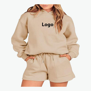 <b>Women's</b> Fashionable New Arrival Cotton Hot Selling <b>Women's</b> Plus Size Hoodie <b>Shorts</b> Set Best Quality Loose Fit <b>Long</b> Top - Product Image 5