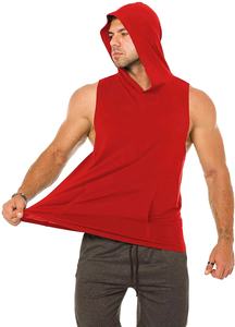 Camisetas sin mangas con capucha de entrenamiento de algodón liso de alta calidad con estampado personalizado camiseta sin mangas con corte muscular para culturismo sudaderas con capucha de gimnasio para hombres - Product Image 3