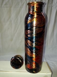 Printed Flower Enamel High Quality <b>Drinking</b> Copper Water <b>Bottle</b> Simple Design Classic Look VIntage Single Wall Copper <b>Bottle</b> - Product Image 2