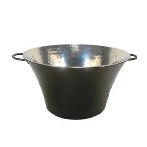 Bar Ware Decor 2 Tone Finished Metal Beverage Tub With Handle For <b>Wine</b> Bottle Storage - Product Image 1