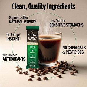 VitaCup Perfect Low Acid Instant Coffee Packets, Dark Roast Coffee Single Origin, Clean & Pure, 24 ct - Product Image 6