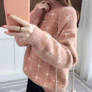 สเวตเตอร์ขนสัตว์สำหรับผู้หญิงเสื้อกันหนาวถักทรงหลวมหลากสีสำหรับฤดูใบไม้ร่วงฤดูหนาว - Product Image 2