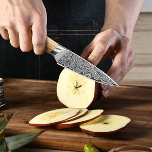 Couteau à éplucher Santoku de luxe en acier Damas à 67 couches de 3,5 pouces avec manche en bois d'olivier pour sushi, découpe et fruits - Product Image 2