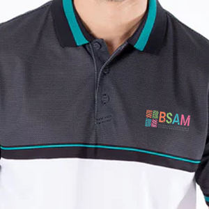 GSM เสื้อยืดโปโล210คอปกเสื้อแขนสั้นผ้าถักลายทางพิมพ์โลโก้ตามสั่ง - Product Image 5
