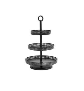 Soporte para Tartas de madera y metal negro de 3 niveles al por mayor, soporte pulido para almacenamiento y organización del hogar, soporte para buffet de postres para bodas y cumpleaños - Product Image 1