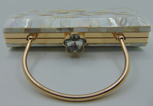 2022 New Party Fashion Wedding Bling <b>Clutch</b> Purse Evening Bag Women mother of pearl metal hand bag - Product Image 3