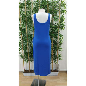 Ensemble robe et débardeur en viscose à bretelles et col rond pour femme, avec poches et fente décorative, 36849 - Bleu Saks - Product Image 5