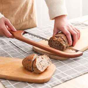Cuchillo de acero inoxidable para cortar pan, mango de madera, Apto para lavavajillas, respetuoso con el medio ambiente, apto para cortar masa fermentada, otros tipos de pan - Product Image 2