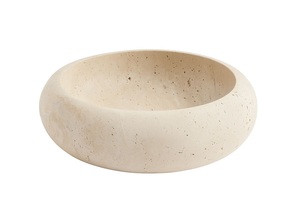 Bol en pierre de travertin avec un design arrondi et lisse, offrant une élégance naturelle, une fabrication durable et un style de décoration intérieure polyvalent - Product Image 2