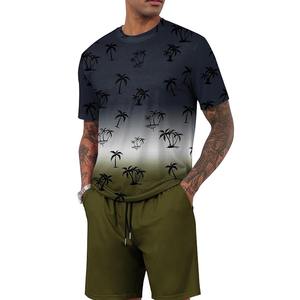 Mode été respirant deux pièces survêtement hommes haute qualité t-shirts ensembles hommes décontracté shorts ensembles - Product Image 2