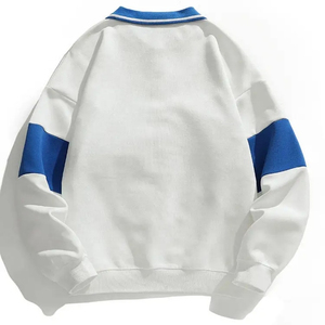 Sweat-shirt à col polo de haute qualité à la mode et à personnaliser les vêtements au-dessus des tailles Color Block Sweat-shirt à manches longues pour hommes - Product Image 4