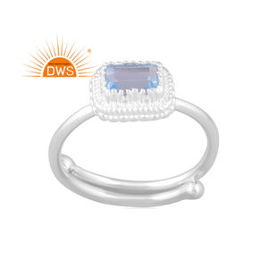 แหวนพลอยบุษราคัมสีเงินแท้ปรับได้ออกแบบล่าสุดสำหรับผู้หญิงของขวัญสำหรับผู้หญิง - Product Image 1