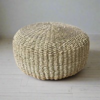 Pouf ottoman en herbe de mer, différentes tailles, tabouret en herbe de mer, poufs en paille, tabourets pour salon, café, décoration d'ameublement
