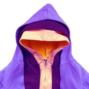 Sudadera con Capucha Personalizada para Hombre, Gruesa, Multicapa, con Cierre Morado, 100% Algodón, Felpa, Diseño Urbano de Invierno, Talla Grande, Lisa - Product Image 3