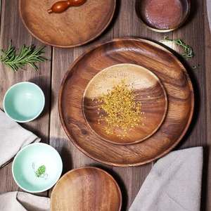 จานไม้วอลนัทสีดำแบบชนบทสำหรับโรงแรมร้านอาหารซูชิแห้งถาดใส่ผลไม้เค้กของหวาน - Product Image 3