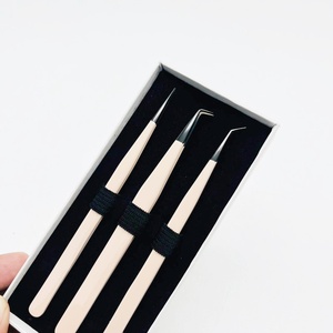 Pince à cils droite pointue en poudre de pêche enduite de plasma Black Point Strong Holding Lash Tweezer à bas prix - Product Image 3