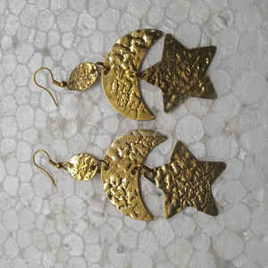 Fancy Partywear Antique Brass Post Earrings Stud Earrings Gold Polished Friendship Day Gift Uses Brass Earrings By FWE - Product Image 3