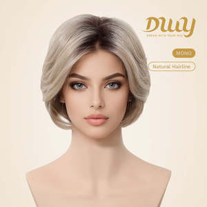 Summer-DWY 10 Inches Glueless Synthetic <b>Wig</b> for Women Mono Lace Front Transparent Transparent Short Blonde Curly Bob Free Part - Product Image 2