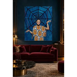 Fida, femme attachée avec des cordes devant un toilett de toile d'araignée, impression sur toile - Product Image 4