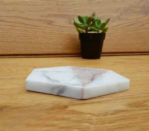 ชุดจานรองแก้วหินอ่อนคาร์ราร่าสีชมพูทรงหกเหลี่ยม สำหรับตกแต่งโต๊ะ ชุด 4 6 8 ชิ้น - Product Image 4