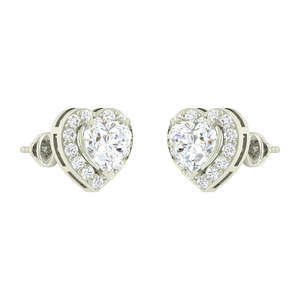 Compre Pendientes de Plata de Ley 925 de Primera Calidad para Mujeres y Niñas, Pendientes de Botón con Forma de Corazón y Flor en Oro Rosa, con Diamantes, Modernos, para Compromiso - Product Image 3
