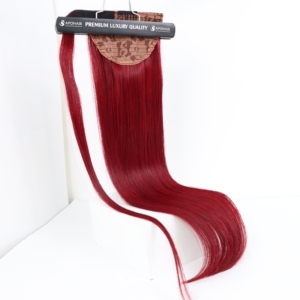 Premium Luxury Top Quality Wrap Ponytail Couleur Rouge Clair # 99J Cheveux Vierges 22 Pouces Droite 100% Remy Top in Hair Extension - Product Image 1