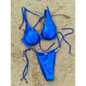 Bas de bikini bleu en simili cuir taille XS Monique Vêtements de plage pour femme - Product Image 3
