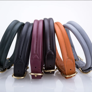 Collier de chien en cuir plat rembourré épais et doux de tannerie de poire collier de chien pour lévrier et Whippet - Product Image 1