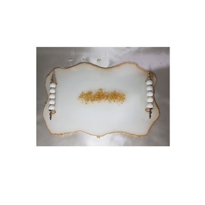 White Resin Handmade Modern Customized Serving <b>Tray</b> with Handle for Home & Hotel Use <b>Table</b> Decoration 2 Brother's Collection - Product Image 1