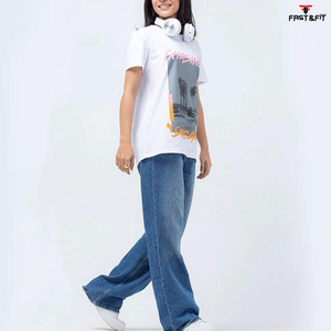 Camiseta de Mujer, Corte Regular, Poliéster, Casual, Manga Corta, Lisa, Verano, Ecológica, con Estampado de Plumas, para Entrenamiento y Gimnasio - Product Image 4