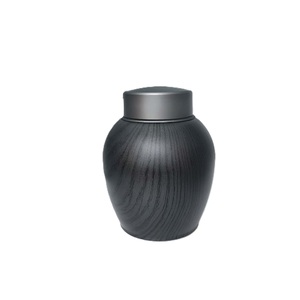 Urne en bois de métal de style américain avec couvercle noir Option économique pour les cendres Fourniture funéraire crématoire indienne - Product Image 1