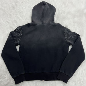 Logo personnalisé Vente en gros Ensemble de survêtements deux pièces Sweat à capuche avec poche zippée décoré avec des strass Jogging Bling Survêtement pour hommes - Product Image 4